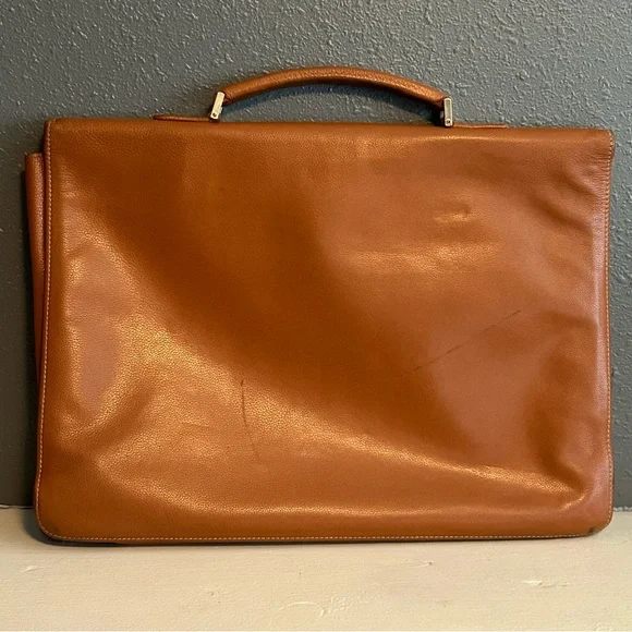 Vintage Longchamp Le Foulenne Tan Leather Attache Briefcase - Picture 3 of 15
